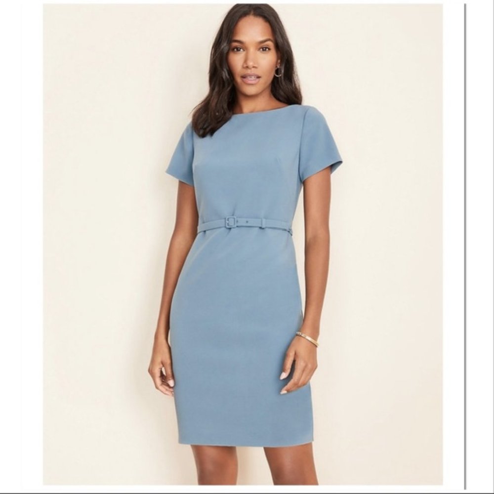 Ann Taylor - Teal Lake Belted Sheath Dress
